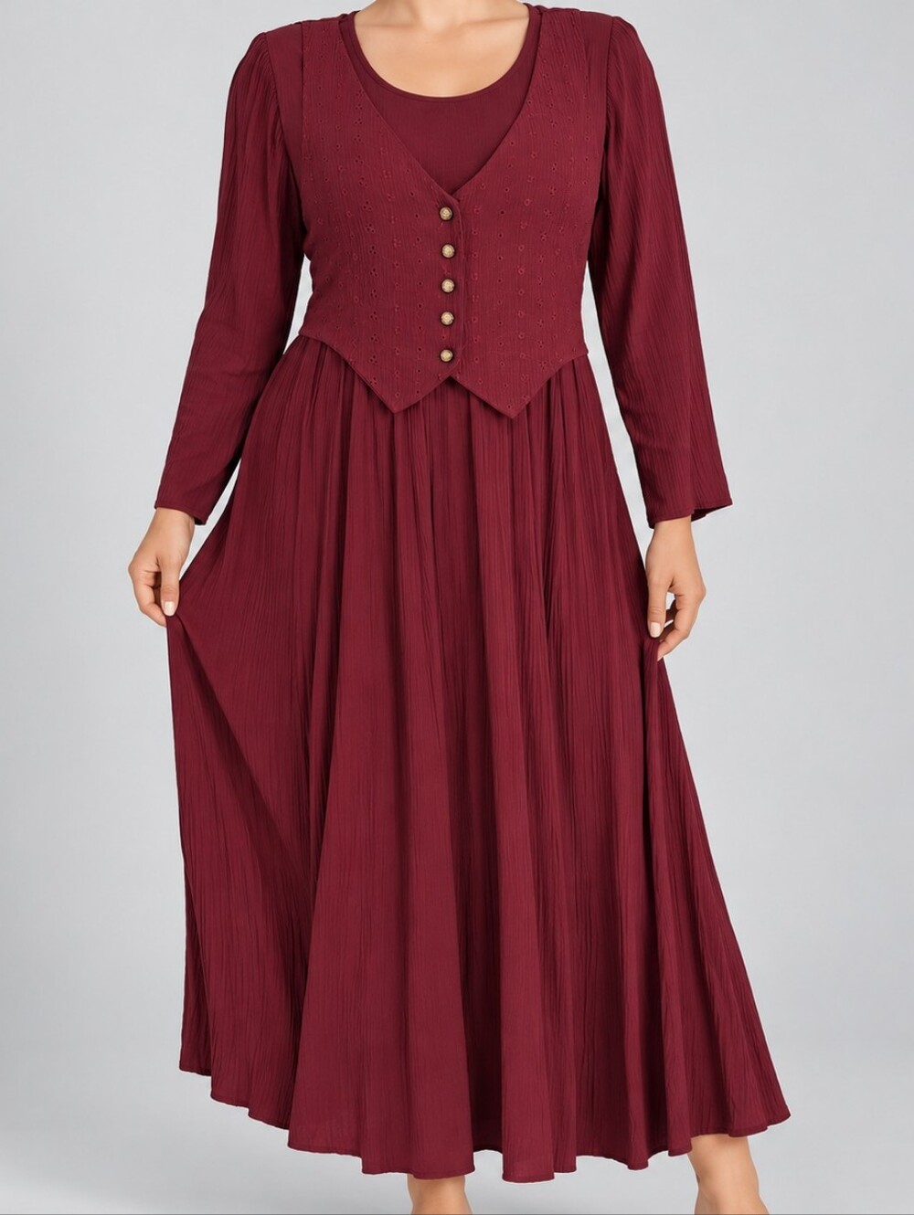 Vintage JUST IN THYME Size 10 Peasant Cottagecore Renaissance Dress with Vest